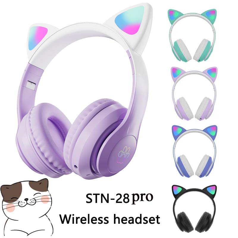 Newest STN-28 Wireless Headset - Cat Ear Bluetooth Headset Led 评论和价格