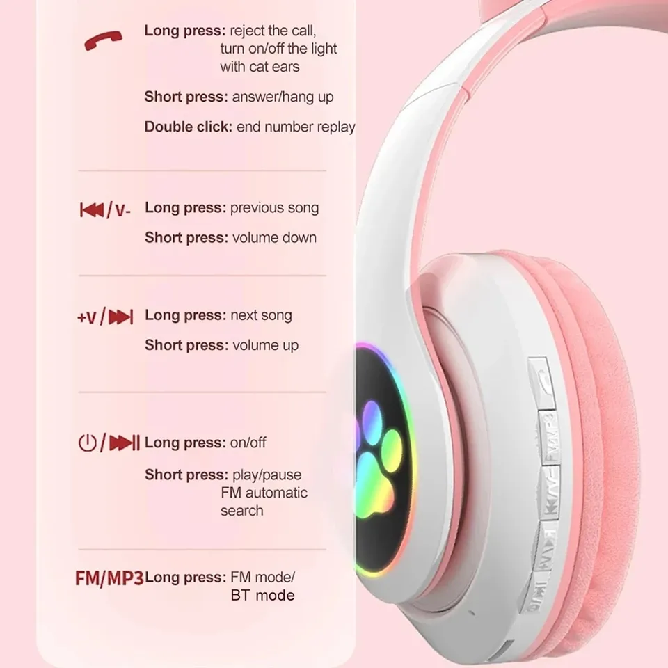 Newest STN-28 Wireless Headset - Cat Ear Bluetooth Headset Led 评论和价格