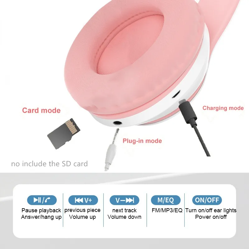 Newest STN-28 Wireless Headset - Cat Ear Bluetooth Headset Led 评论和价格
