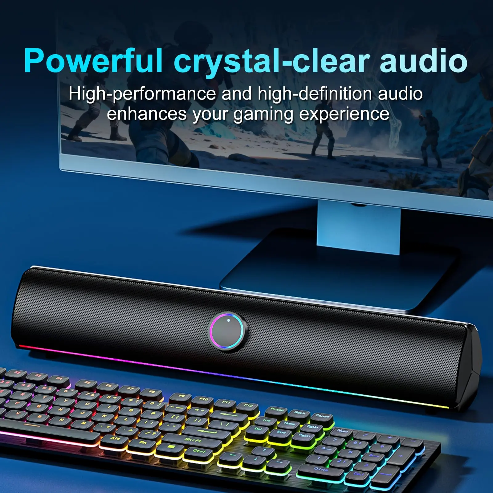 Gaming Soundbar, USB One-Cable - Rgb Computer Soundbar For Pc 评论和价格