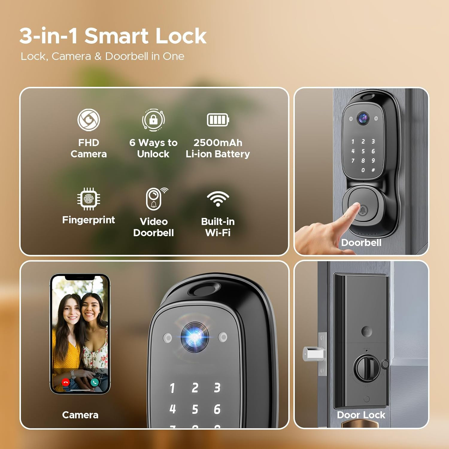 Tuya Wifi Smart Door Lock ‎Cam - Cameras 评论和价格