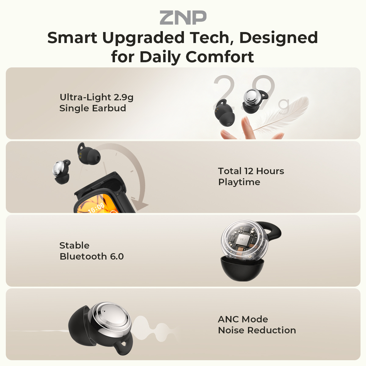 ZNP P04 Sleeping Aid Earbuds A - Sleep Mask Headphones Bluetooth 评论和价格