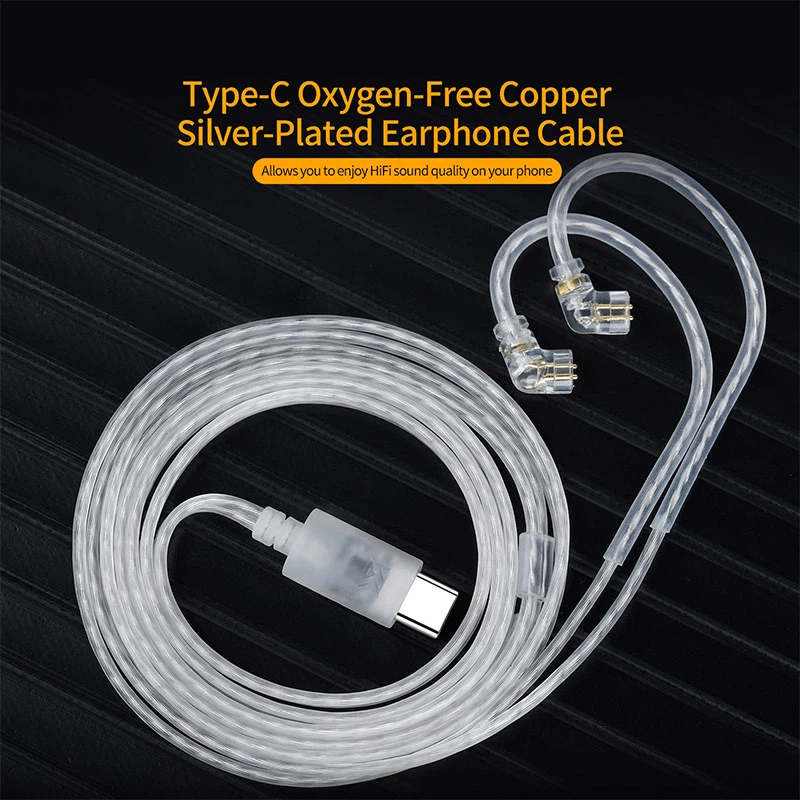 KZ Earphones Cable OFC Silver  - Type C Wired Earphones With Mic 评论和价格