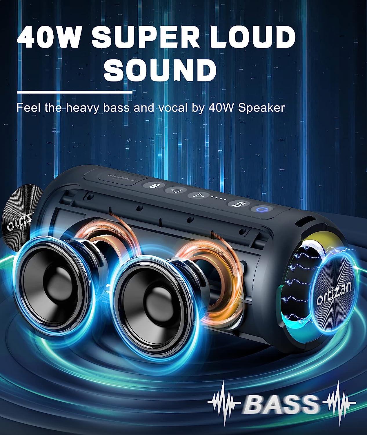 Ortizan Bluetooth Speakers 40W - Portable Bluetooth Speaker Waterproof Ipx7 评论和价格