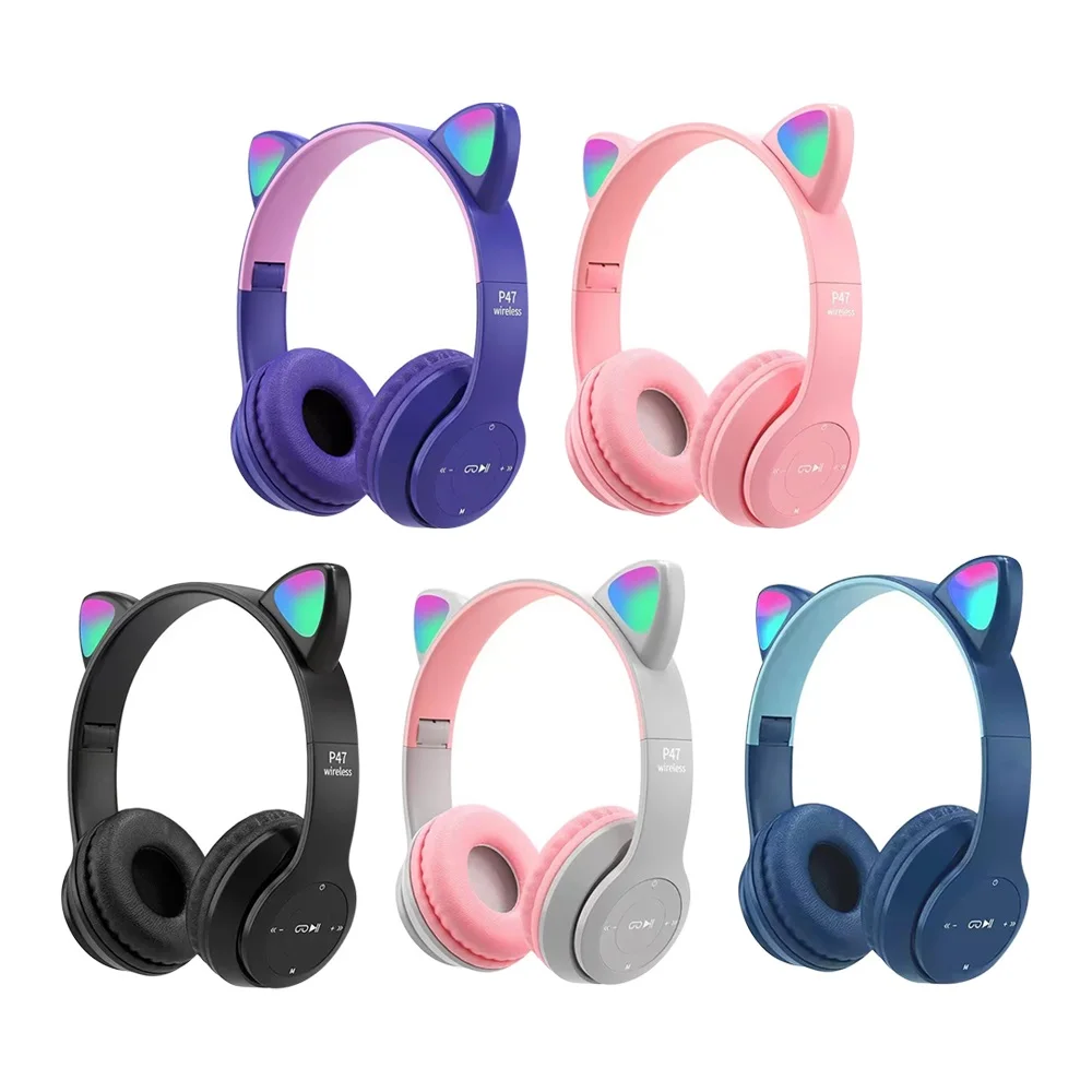 Cute Cat Ear Bluetooth Compati - Cat Ear Bluetooth Headset Led 评论和价格