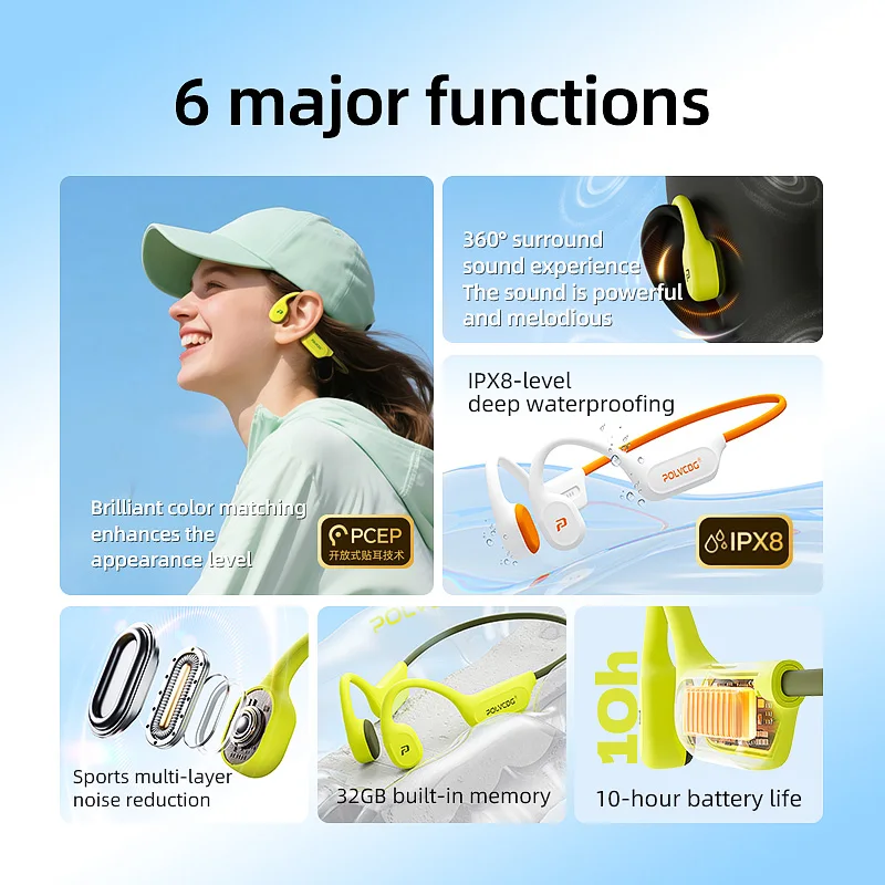 POLVCDG X9 Bone Conduction Ear - Bone Conduction Running Headphones 评论和价格