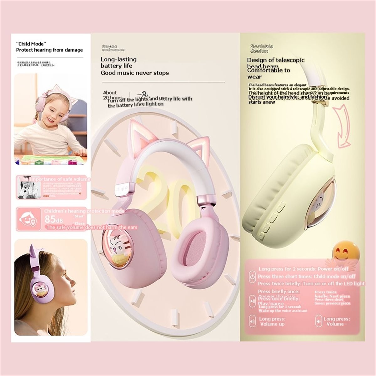 [VALUE PACK]Cute Cat Ear Bluet - Cat Ear Bluetooth Headset Led 评论和价格