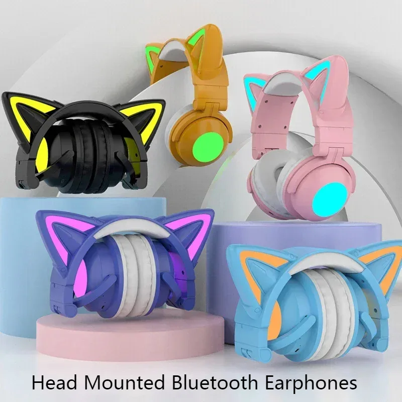 New ZW068 Bluetooth5.0 Headpho - Cat Ear Bluetooth Headset Led 评论和价格