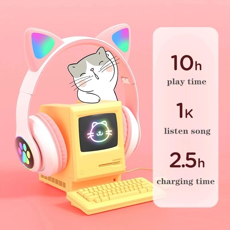 Cute Cat Ears Headphones Bluet - Cat Ear Bluetooth Headset Led 评论和价格