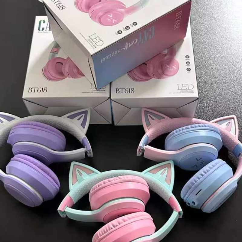 T28 Wireless Bluetooth Headpho - Cat Ear Bluetooth Headset Led 评论和价格
