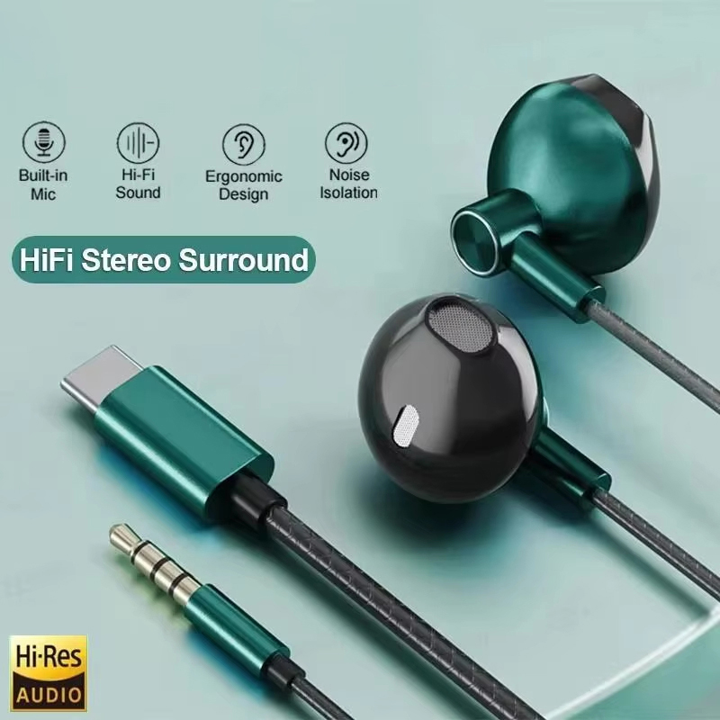 Type C 3.5mm HIFI Stereo Wired - Type C Wired Earphones With Mic 评论和价格