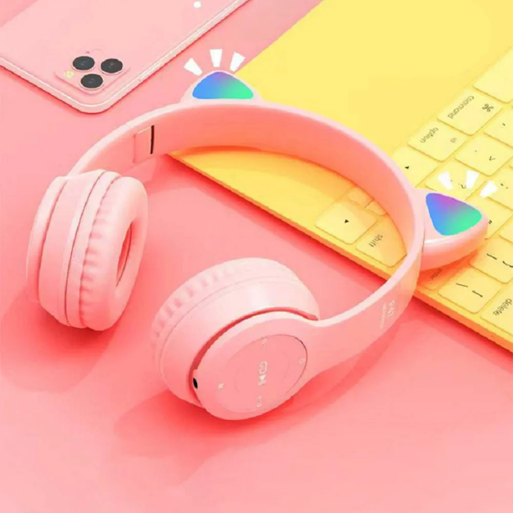 Cute Cat Ear Wireless Headphon - Cat Ear Bluetooth Headset Led 评论和价格