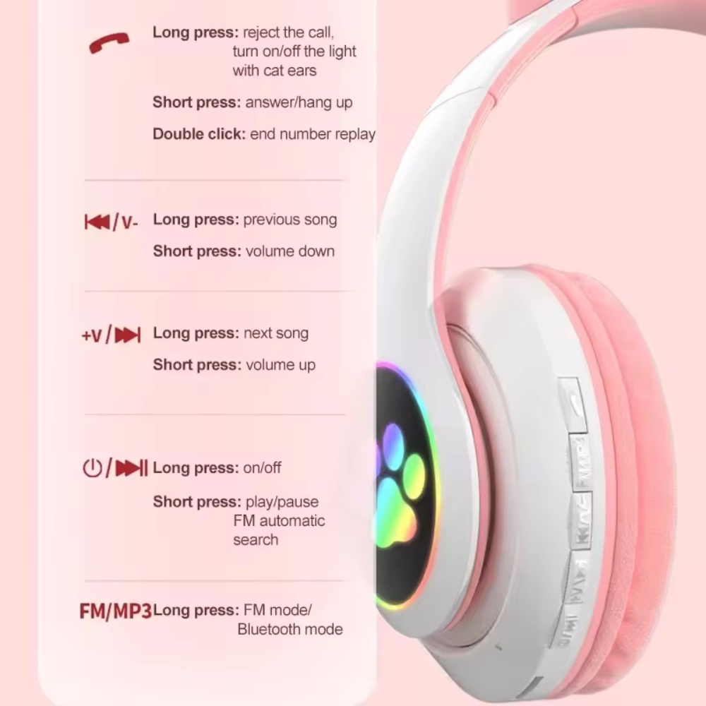 Cute Cat Ear Bluetooth Compati - Cat Ear Bluetooth Headset Led 评论和价格