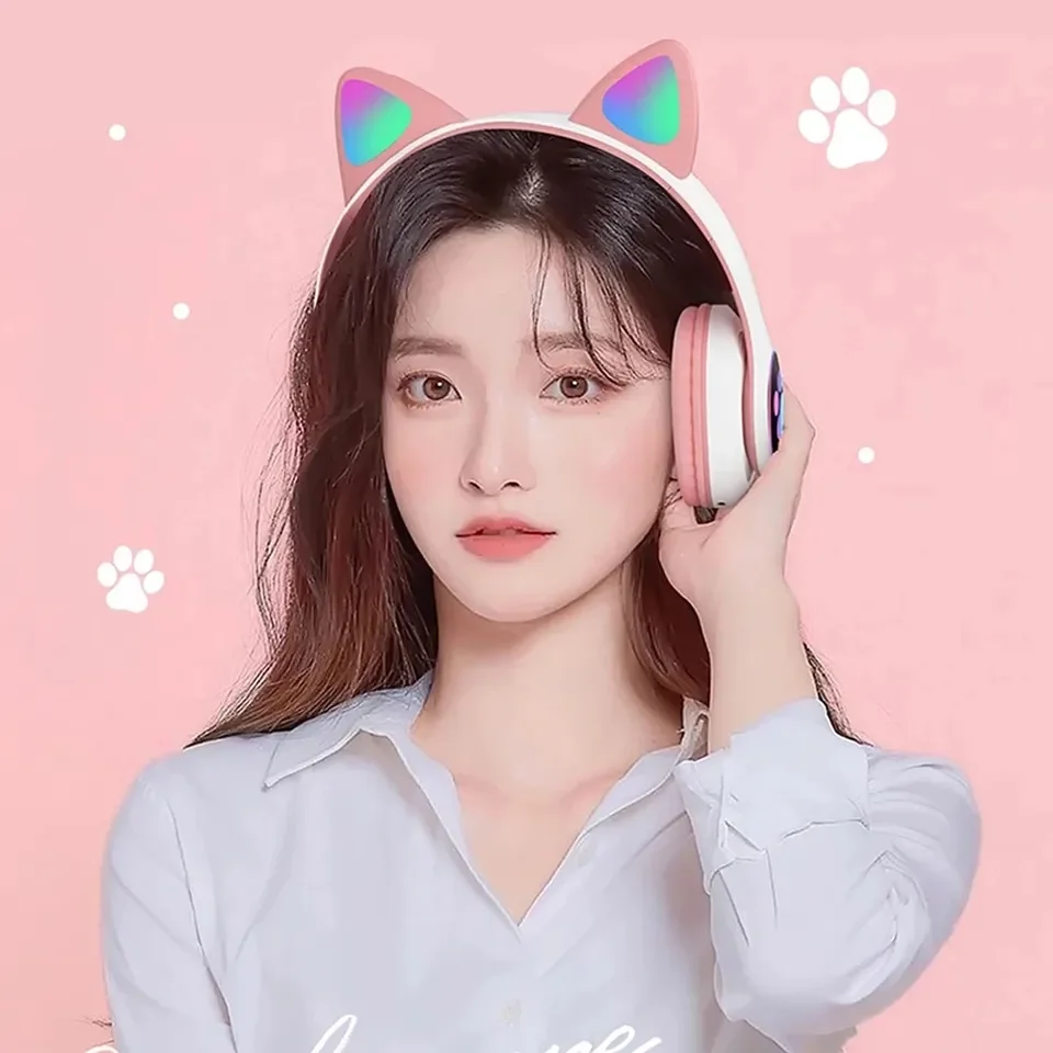 2 Pcs Wireless Headset Bluetoo - Cat Ear Bluetooth Headset Led 评论和价格