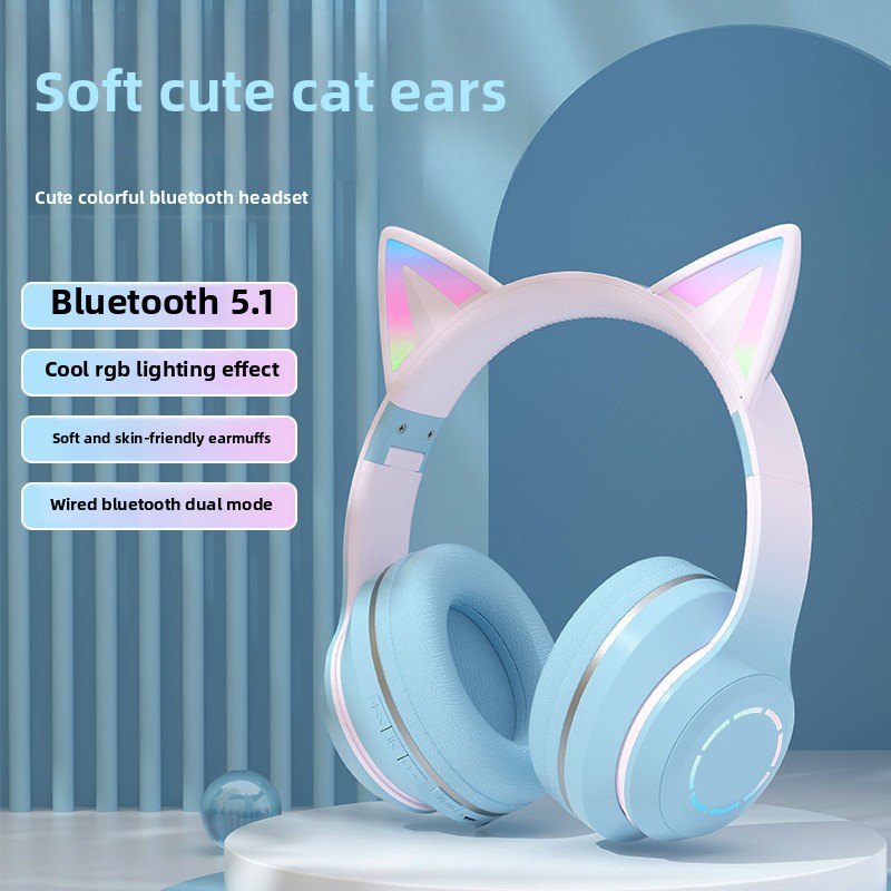 New Best Selling RGB Head-moun - Cat Ear Bluetooth Headset Led 评论和价格