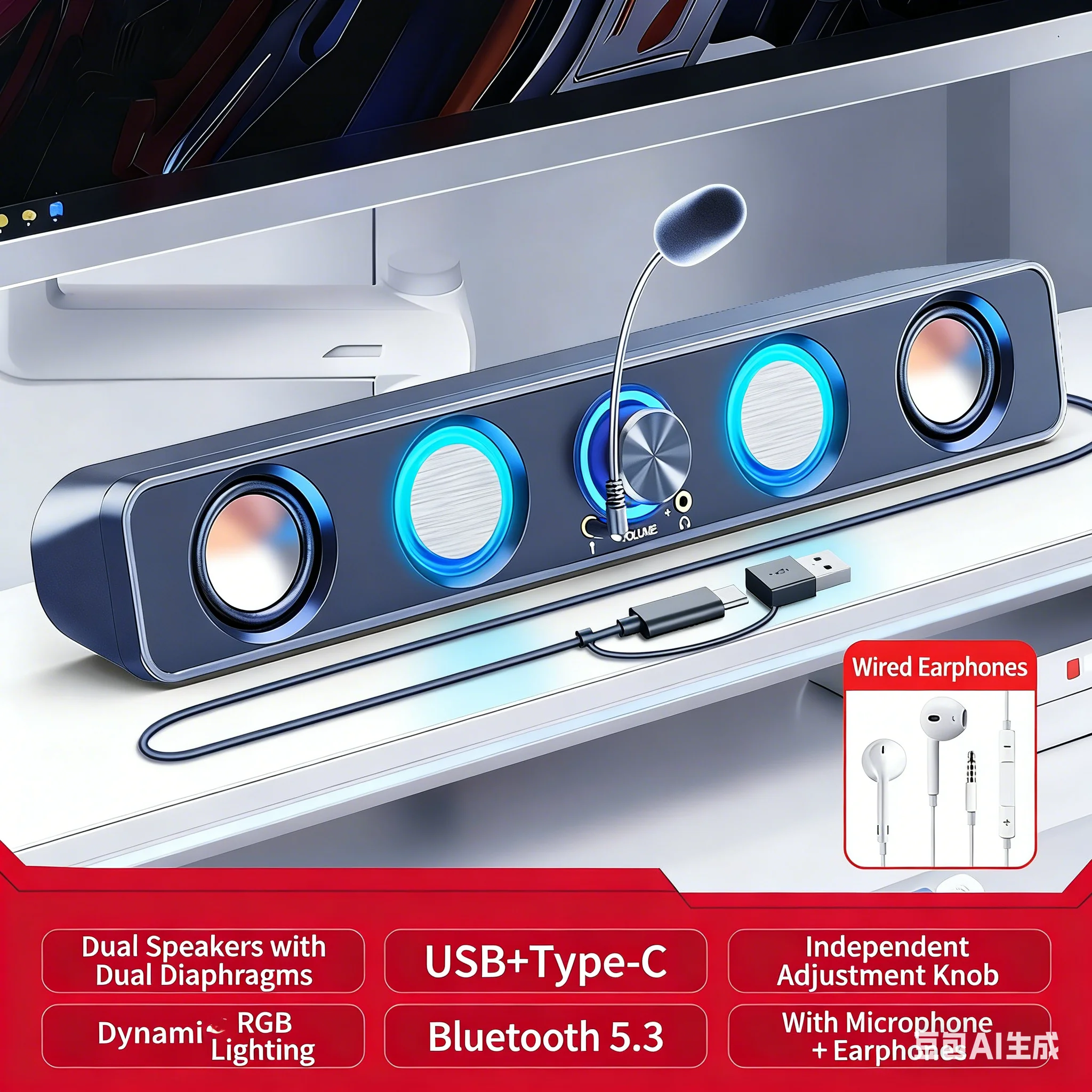 Home Theater Speakers System S - Rgb Computer Soundbar For Pc 评论和价格