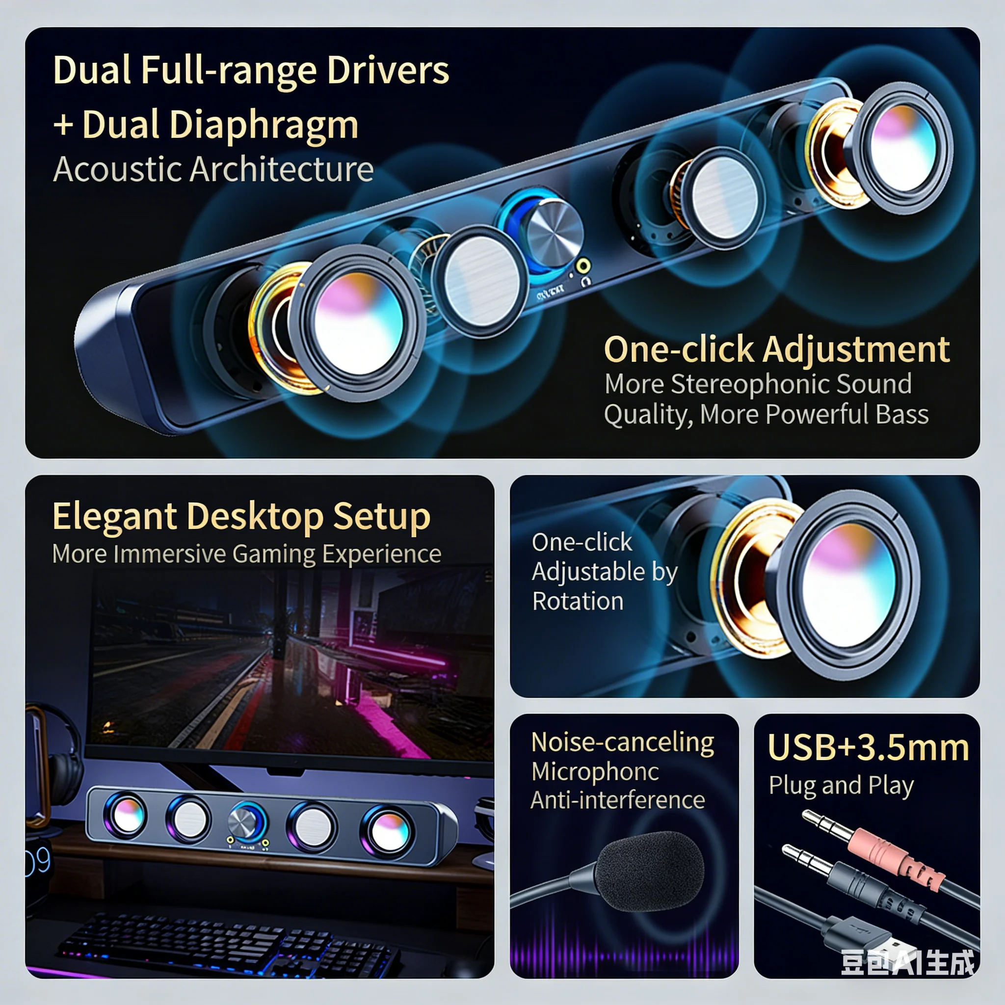 Home Theater Speakers System S - Rgb Computer Soundbar For Pc 评论和价格