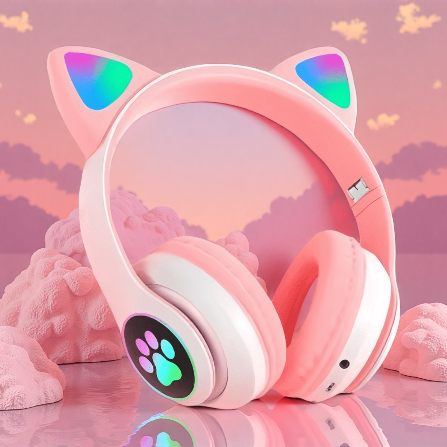 New Flash Light Cute Cat Ears  - Cat Ear Bluetooth Headset Led 评论和价格