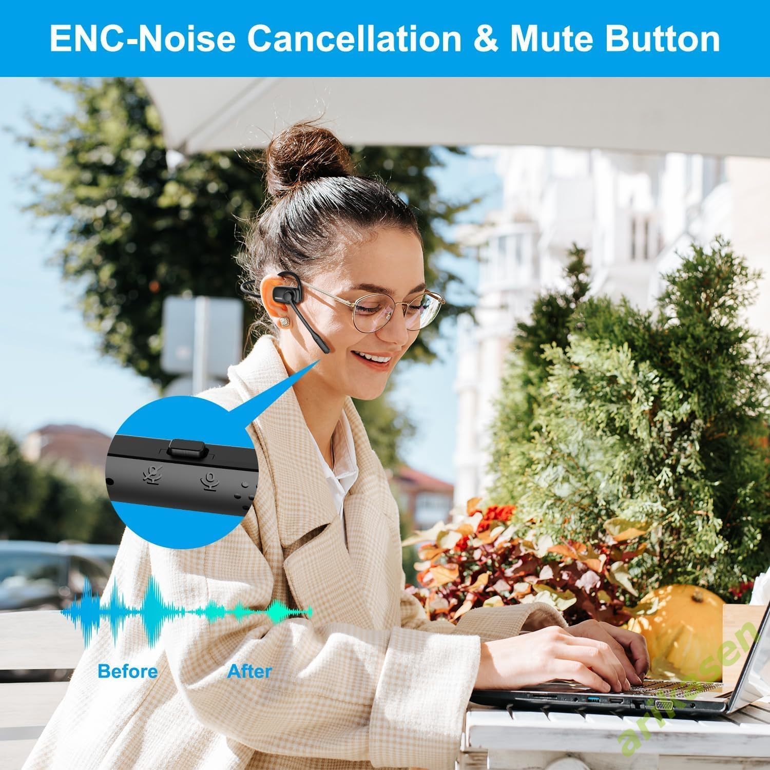Bluetooth Headsets with Microp - Open Ear Air Conduction Headphones 评论和价格
