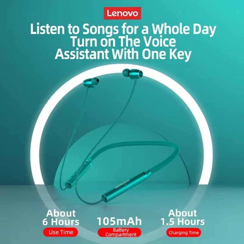 100% Origial Lenovo HE05X Blue - Magnetic Neckband Sports Earphones 评论和价格