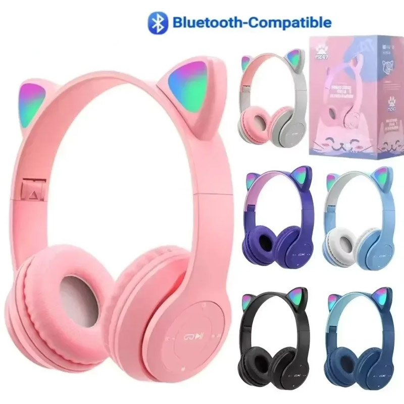 Wireless Bluetooth Earphones C - Cat Ear Bluetooth Headset Led 评论和价格